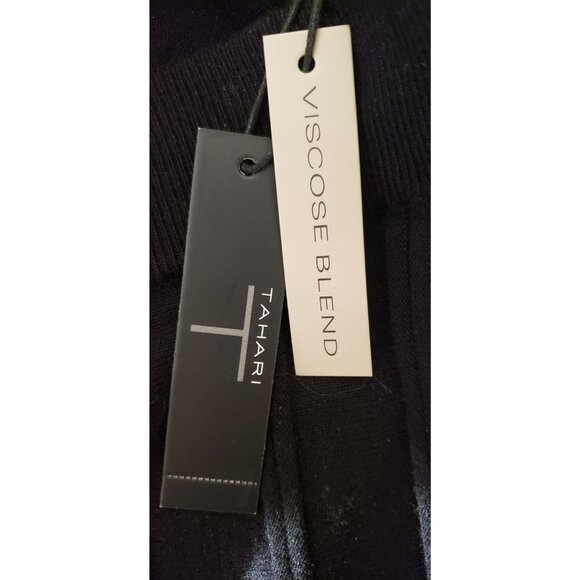 NWT T TAHARI RIBBED KNIT MIDI SKIRT BLACK LARGE - Picture 5 of 9